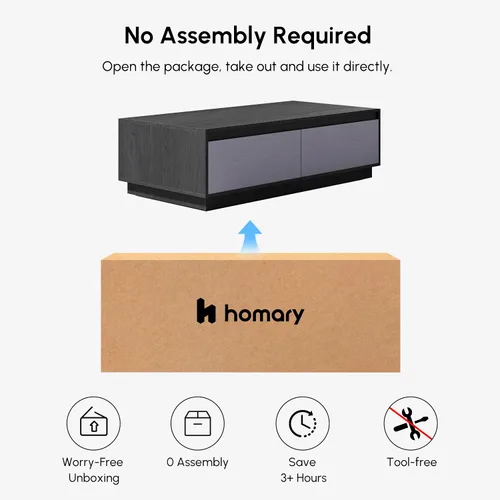 Miniatura 3 de homary Mid Century Coffee Table – 47" Rectangular Block Design Living Room Center Table with 4 Storage Drawers, Warm Walnut Veneer, Spacious
