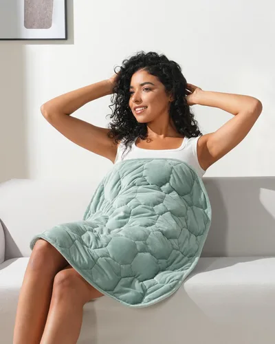Miniatura 16 de Kivik Manta con peso para viajes, 5 libras, manta de regazo con peso de 29 x 33 pulgadas, cobertura de cuerpo completo y ligera, almohadilla de Gris