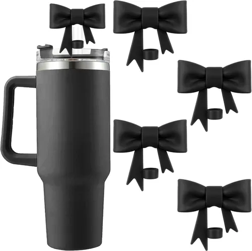 Miniatura 34 de 6 piezas de cubiertas de pajita de silicona para vasos Stanley de 40/30 oz 10 mm (0.4 pulg) cubiertas de pajita a prueba de polvo con diseño