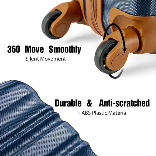 Miniatura 3 de LONG VACATION Juego de equipaje de 4 piezas de ABS hardshell TSA Lock Spinner Ruedas equipaje de mano en maleta, marino, Abs Hardshell Tsa Lock