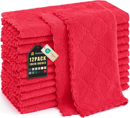 Miniatura 39 de Homaxy - Paquete de 12 trapos de cocina (10 x 10 pulgadas, morado), de terciopelo coral, supersuaves y absorbentes, de secado rápido, paño