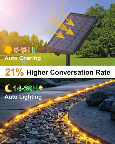 Miniatura 7 de Tira de luces solares impermeables para exteriores, 16.4 pies, 300 luces LED solares y alimentadas por USB, con control remoto, tiras LED blancas