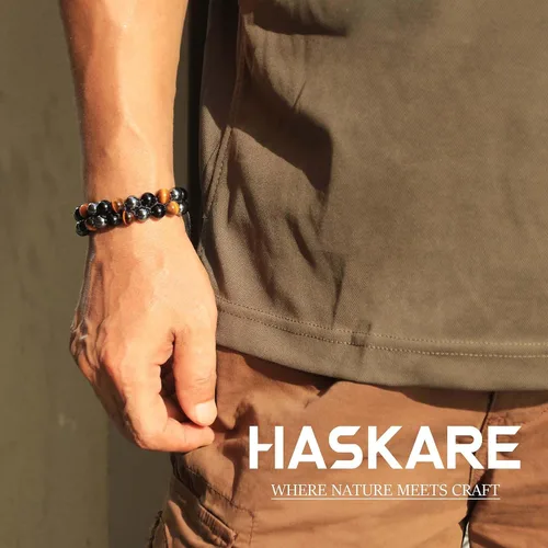 Miniatura 8 de HASKARE Triple Protection Bracelet, Genuine Tigers Eye Black Obsidian and Hematite 8mm Beads Bracelet for Men Women, Crystal Jewelry Stone Bracelets
