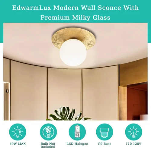 Miniatura 5 de Edwarmlux Aplique de pared de 1 luz, aplique de pared moderno de mediados de siglo, lámpara de techo, lámpara de tocador, lámpara de pared