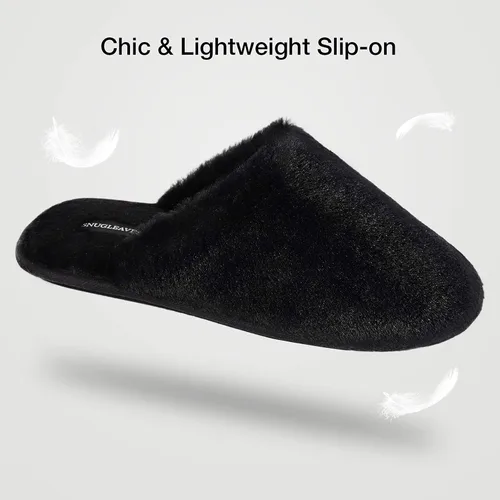 Miniatura 3 de Snug Leaves - Pantuflas de piel sintética con forro de espuma viscoelástica, para mujer