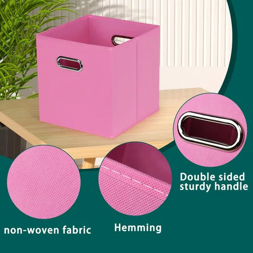Miniatura 7 de Cubos de Almacenamiento Plegables Negros, Cajas de Almacenamiento de Tela, Organizadores de Cubos con Asas Duales para Organizador del Hogar, Juego