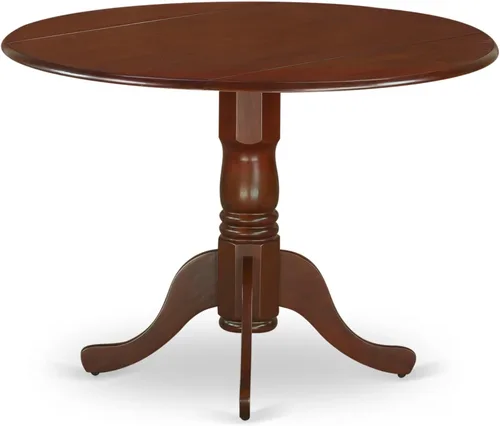 Miniatura 5 de East West Furniture DLNO3-BCH-W Juego de mesa de comedor de 3 piezas contiene una mesa de comedor redonda con gotas y 2 sillas de asiento de madera