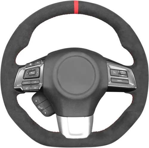 Miniatura 14 de MEWANT Funda de volante de automóvil transpirable cosida a mano para Subaru WRX 2015-2021 / WRX STI 2015-2021, accesorios para volante Subaru WRX