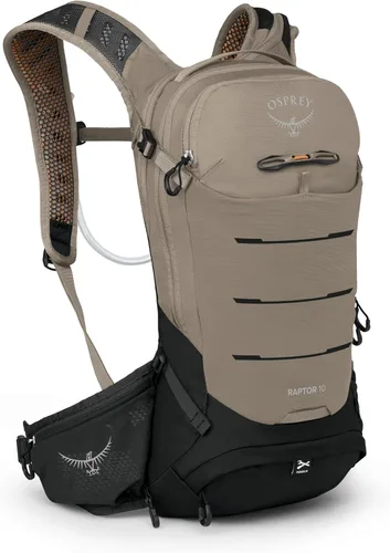Osprey Raptor 10L Mochila de ciclismo de montaña para hombre con depósito hidráulico, gris frontón Pediment Gris