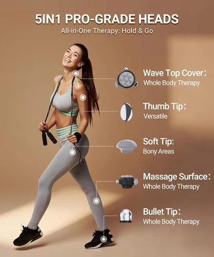 Miniatura 7 de HYAKO Masajeador Pro Max Therapy – Vibración de tejido profundo profesional de 6500 RPM para aliviar el dolor de cuerpo completo y liberación