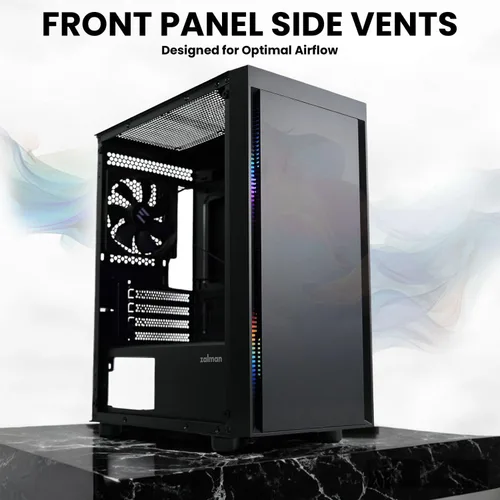 Miniatura 4 de Zalman Funda para PC T3 Micro-ATX MATX, incluye 2 ventiladores no RGB de 4.724 in, panel lateral de vidrio templado completo, USB 3.0, compatible