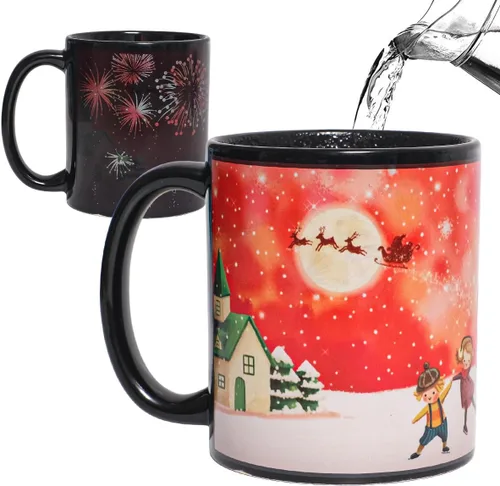 Miniatura 6 de Taza de cerámica con diseño de muñeco de nieve que cambia de color, taza de café mágica de 12 onzas, novedad para regalos divertidos de Navidad