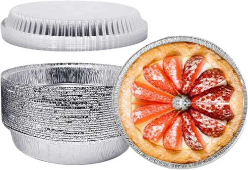 Round Aluminum Foil Pans with Clear Lids (50, 7 inch)