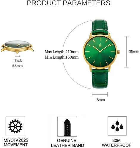 Miniatura 7 de Creative Simplicity Reloj de mujer de cuero genuino elegante Relojes de mujer Reloj de pulsera de negocios (negro)
