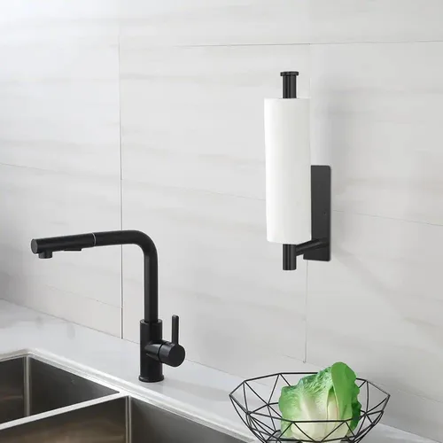 Miniatura 3 de Toallero de papel para debajo del gabinete, barra de toalla de papel para cocina, montaje en pared, autoadhesivo o perforación, acero inoxidable 304
