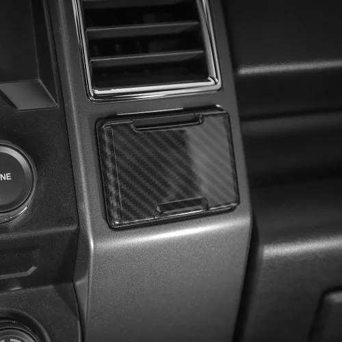 Miniatura 5 de Voodonala para Ford F150 2015-2020 Ribete de salida eléctrica central de fibra de carbono negro con tapa para encendedor para Ford F150 2015-2020