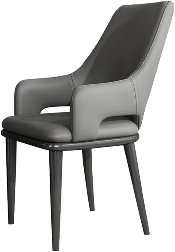 Miniatura 8 de Sillas de comedor con brazos Juego moderno de 6, Silla auxiliar de cocina, Sillas laterales tapizadas de comedor, Sillas de comedor de cuero, Silla