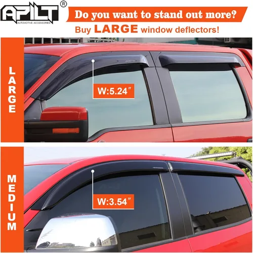 Miniatura 6 de Protectores de lluvia grandes para ventana de ventilación para Ford F-150 SuperCrew 2009-2014 y SVT Raptor SuperCrew 2010-2014 para montaje