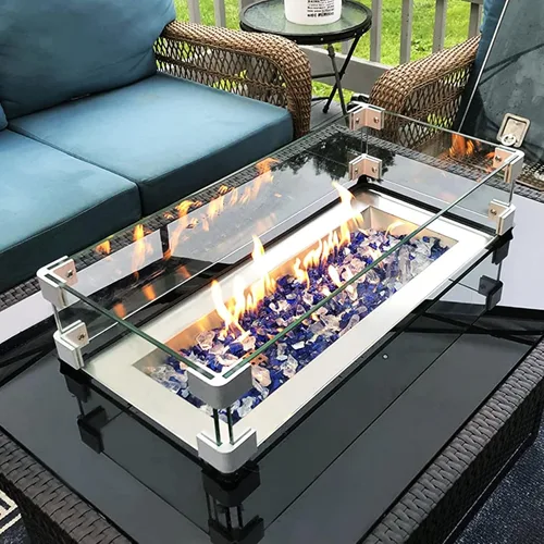 Miniatura 6 de GASPRO Protector de Vidrio para Chimenea de 35.5 x 15.5 Pulgadas para Mesa de Chimenea Rectangular, Panel de Vidrio Templado Grueso y Robusto