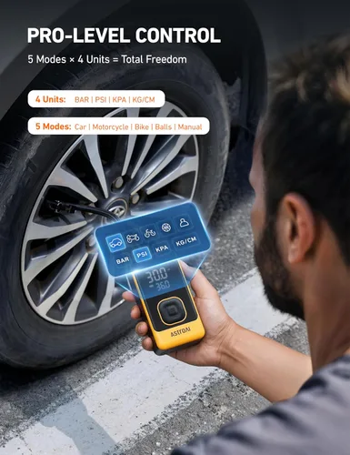 Miniatura 9 de AstroAI L7 - Inflador de neumáticos portátil, compresor de aire portátil, bomba eléctrica inalámbrica de 150 PSI con indicador digital, inflado