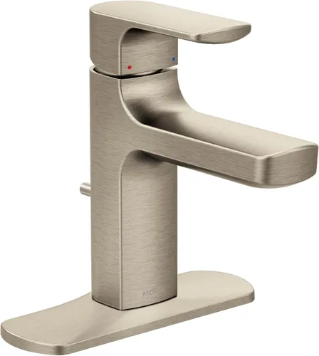 Miniatura 4 de Moen 6900BN Rizon - Grifo de baño moderno de una manija con conjunto de drenaje, níquel cepillado