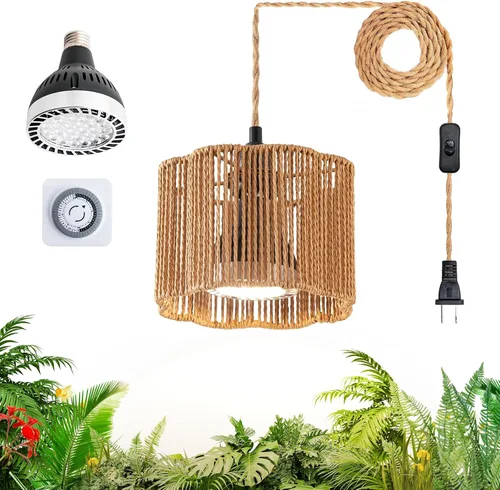 Miniatura 13 de Luces de cultivo para plantas de interior, luz de espectro completo para plantas, con temporizador y cable de alimentación de 15 pies, luces