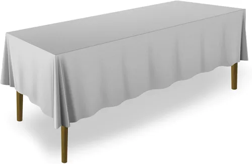 Miniatura 9 de Lann's Linens - Mantel rectangular de tela de poliéster de primera calidad para bodas, banquetes y restaurantes Blanco