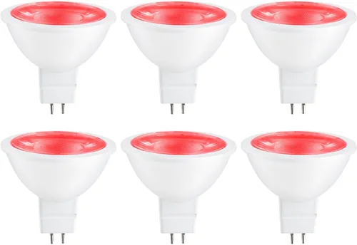 Sunlite Foco reflector LED MR16 41047, 90 lúmenes, 3 vatios (ecualizador de bombilla halógena de 25 W) 12 V, base bi-pin GU5.3, no regulable, Rojo