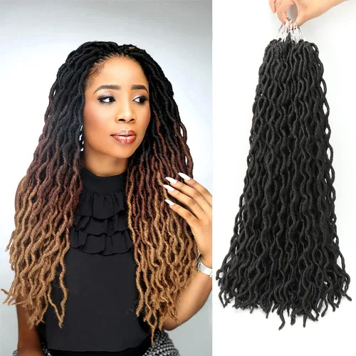 Miniatura 9 de Eliza Rastas gitanas onduladas de 18 pulgadas, cabello de ganchillo suave, 6 paquetes de trenzas sintéticas de diosa, raíces africanas, extensiones