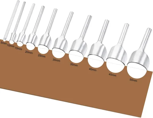 Miniatura 5 de uxcell Cortador de cuero con forma de media redonda, herramienta de punzón de extremo de correa de 0.197 in para manualidades, correa de correa
