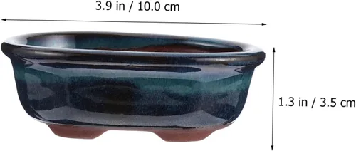 Miniatura 2 de Yardwe 2 macetas de cerámica esmaltadas para bonsái y cactus, elegantes adornos de escritorio decorativos para interiores para el año