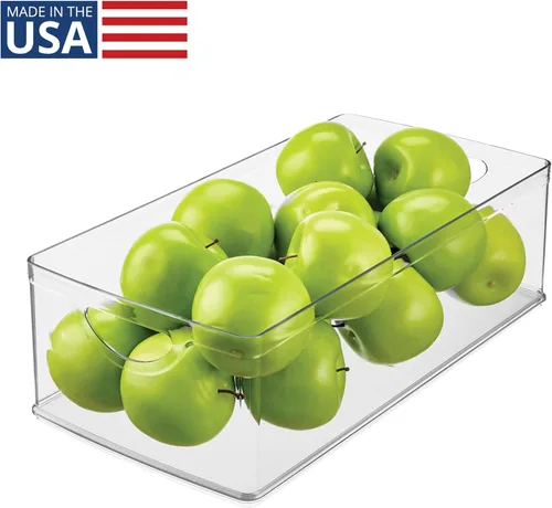 Miniatura 2 de iDesign Contenedor de Almacenamiento Apilable de Plástico Transparente Extra Largo, Organizador para Armario de Cocina o Despensa