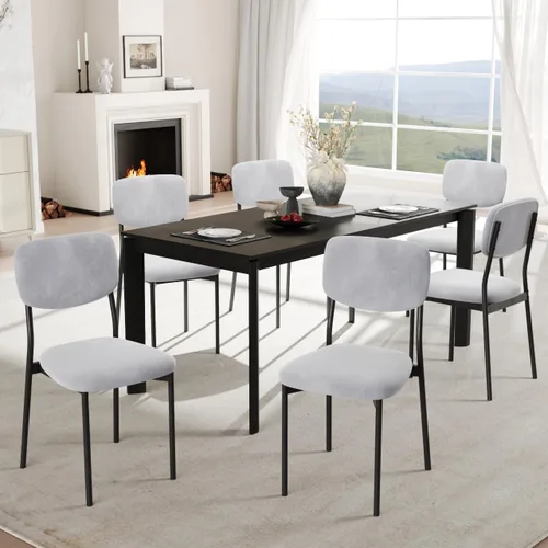 Miniatura 8 de Einhomn Juego de sillas de comedor tapizadas, modernas sillas de comedor apilables con respaldo de terciopelo suave, sillas de cocina con patas