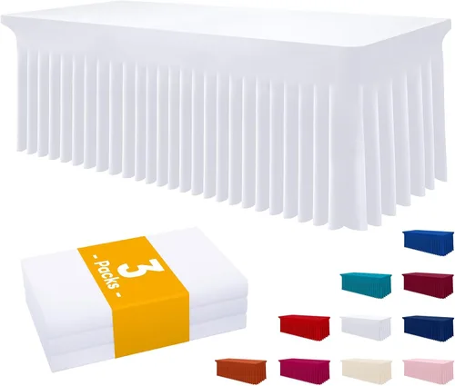 Miniatura 39 de Smiry Mantel de Spandex, Mantel Elástico Ajustable Extensible para Mesas Rectangulares de 6 Pies, Falda Cubierta de Mesa Impermeable y Lavable