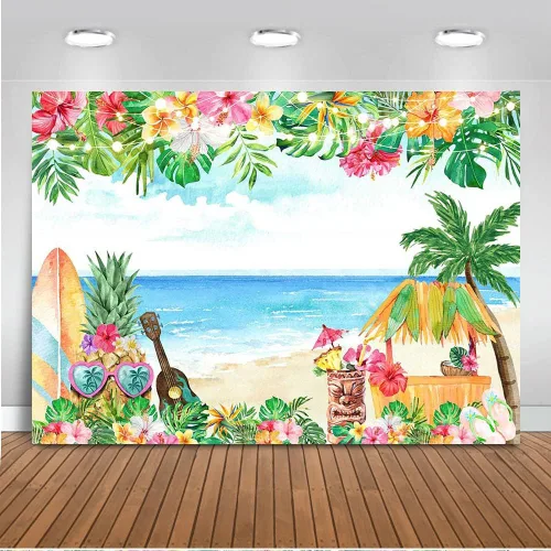 Mocsicka Fondo de playa tropical de verano con temática hawaiana Aloha para cumpleaños, baby shower, fiesta, decoración de fondo para fiestas