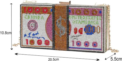 Miniatura 4 de LETODE Women Dollars Money Clutch Evening Bag Rhinestone Handbags Crystal Clutch Purse Bling Wedding Cocktail Party