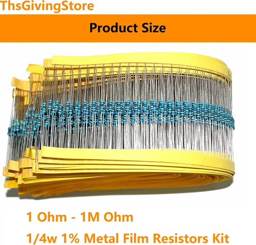 Miniatura 5 de Kit surtido de resistencias de 73 valores de 1460 piezas, 1 ohmio - 680k Ohm 1/4w 1% Metal Resistors Kit con caja de almacenamiento para proyectos