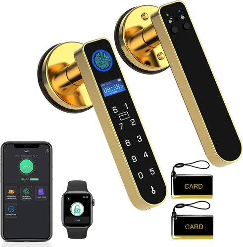 Cerradura de puerta de entrada sin llave con código RFID tarjeta NFC APP Keypad, manija de puerta interior automática biométrica inteligente con