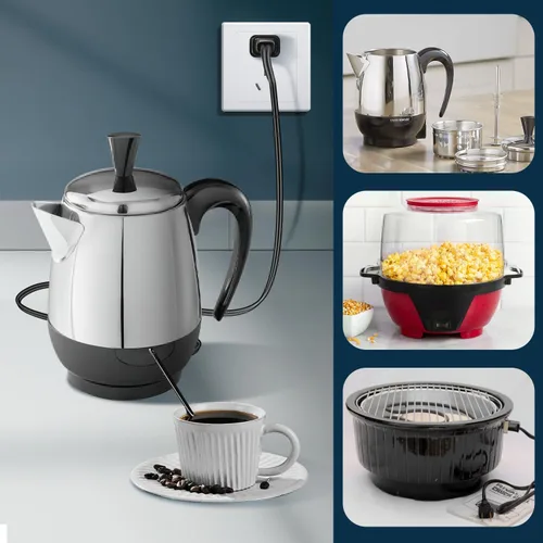 Miniatura 7 de HASMX Percolator - Cable de alimentación para cafetera Farberware modelo 138B 142A 142B 142NT, cable de 2 pines, color negro, 3 pies de longitud
