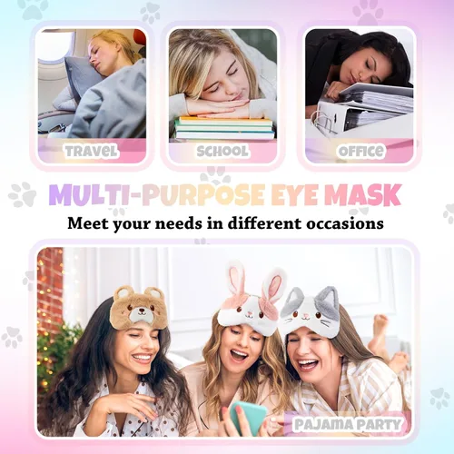 Miniatura 6 de Geyoga 3 piezas de antifaz de sueño para niños, niñas, cubierta suave para los ojos para dormir, cubierta de ojos para los ojos para niños Colorido