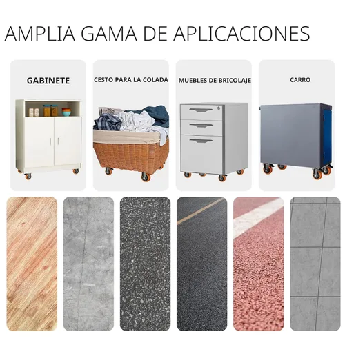 Miniatura 7 de Ruedas giratorias de 4 pulgadas, juego de 4 ruedas, ruedas resistentes con freno de 2200 libras, ruedas giratorias industriales con bloqueo