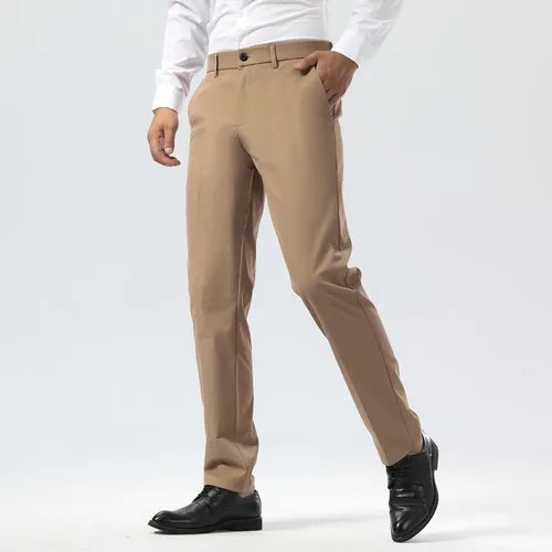 Miniatura 3 de Plaid&Plain Pantalones de vestir para hombre Slim Fit Stretch Khaki Pantalones sin arrugas