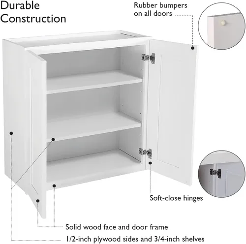 Miniatura 6 de Design House Brookings Shaker 543041 - Armario de cocina de pared sin ensamblar, 24 pulgadas de ancho x 12 pulgadas de profundidad x 36 pulgadas