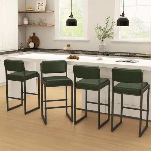 Miniatura 58 de SAECKBERG Taburetes de bar modernos de altura de mostrador, sillas de barra de 26 pulgadas de altura con respaldo, taburetes tapizados, taburetes