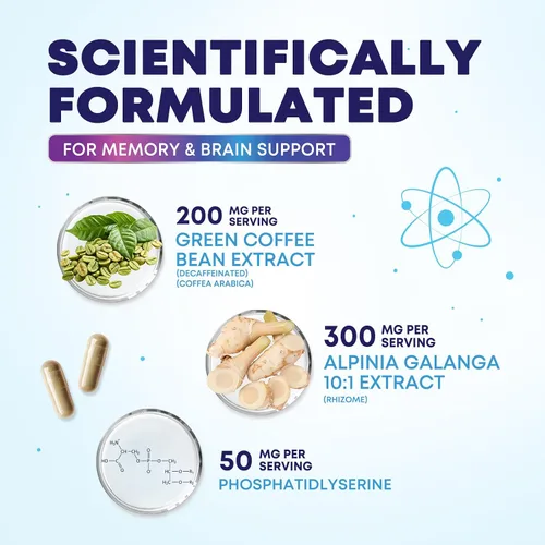 Miniatura 3 de Píldoras de suplemento de memoria cerebral, nootrópicos de fuerza 3X para concentración, claridad y apoyo de enfoque, salud cerebral, vitaminas
