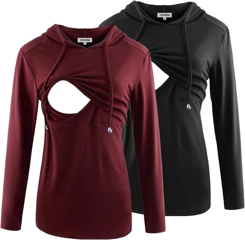 Miniatura 160 de GINKANA Sudadera con capucha para mujer, manga larga, lactancia materna, ropa casual