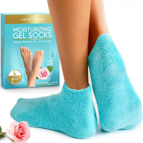 Calcetines hidratantes (talla 9-11) Calcetines de gel de silicona de aloe, regalos de spa para mujeres, con infusión de vitamina E y aceite de