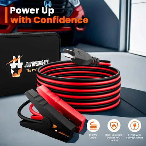Miniatura 2 de Journeyman-Pro - Cables de carga de batería CC tipo T compatibles con generador Honda 14AWG 15A 12VDC con abrazaderas aisladas, cable de 3.6 m