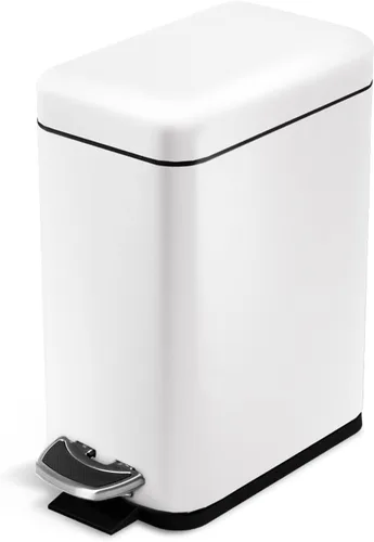 Miniatura 13 de Home Zone Living 1.3 galones pequeño cubo de basura para baño con tapa y pedal de paso, cesto de basura de acero inoxidable con diseño delgado