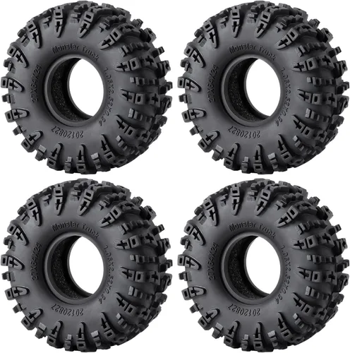 Juego de 4 neumáticos de 1.0 pulgadas, neumáticos para terreno de barro de 2.520 x 0.945 in, de goma suave, compatibles con TRX4M AX24 Axial SCX24